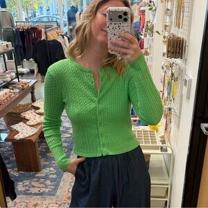 Bright Kelly Green Knit Cotton Cardigan